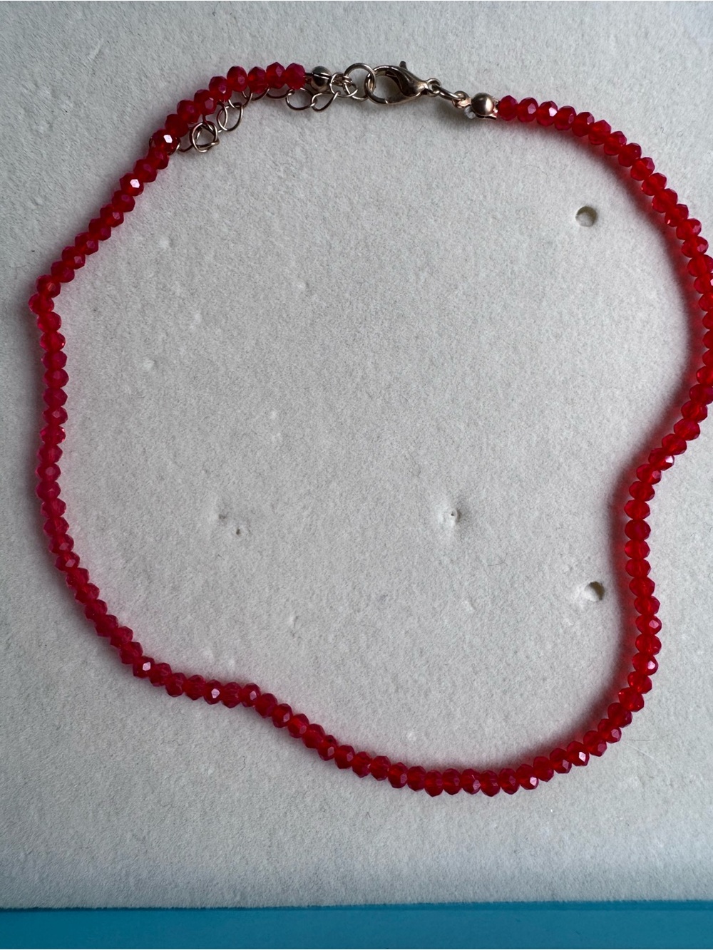 Vibrant Red Faceted Crystal Bead Necklace – Gold-Tone Adjustable